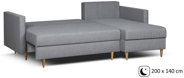 Beautysofa Ecksofa mit Schlaffunktion Sigurd L, Klassisches Design, Skandinavischer Stil, mit Bettkasten Bild 3