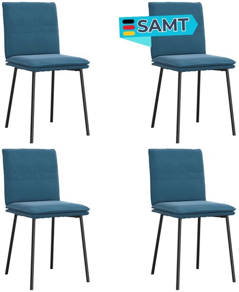 Esszimmerstühle VERA 4er Set Blau Samt | Polsterstühle Küchenstuhl Wohnzimmerstühle Essstühle bequem