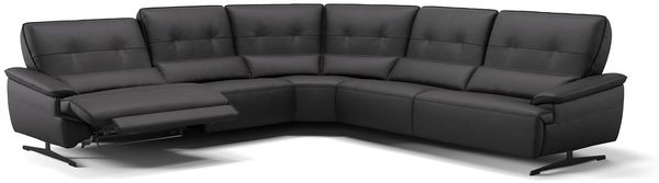 Sofanella Wohnlandschaft PERLO Ledercouch Ecksofa Eckcouch in Schwarz M: 312 x 312 Breite