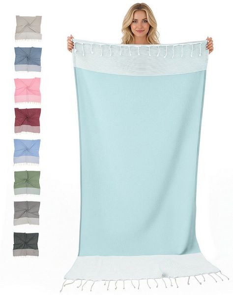 furora HOLIDAY Saunatuch Strandtuch Hamamtuch: groß 100x200 cm Saunatuch, Strandhandtuch dünn, Strandtuch Saunatuch aus 100% Baumwolle Strandtuch Set