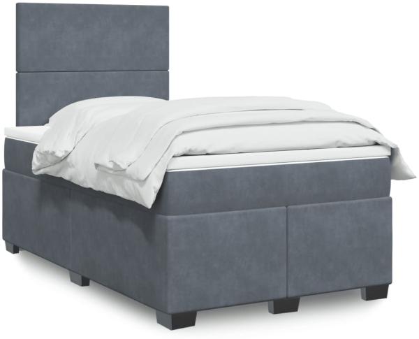 vidaXL Boxspringbett mit Matratze Dunkelgrau 120x200 cm Samt 3293177