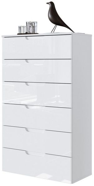 Newroom Kommode Weiß 70 cm, Weiß Hochlglanz Sideboard Vintage Industrial Highboard Anrichte