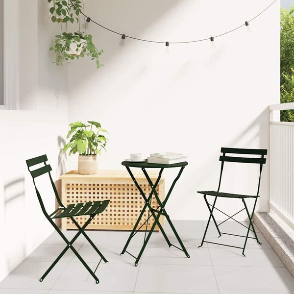 vidaXL Klapp Bistro Set 3 pcs Wald Stahl 42002967