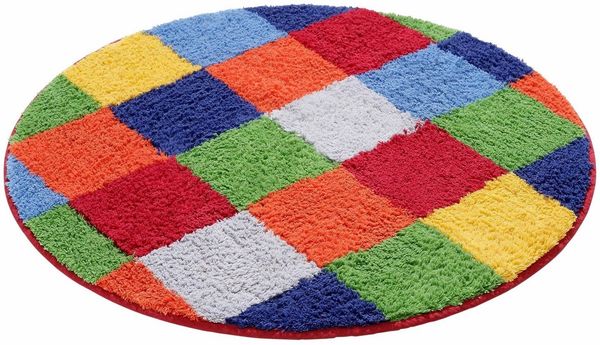 my home Badematte Kira, Höhe 12 mm, beidseitig nutzbar, fußbodenheizungsgeeignet, strapazierfähig, Baumwolle (Bio-Baumwolle), rund, bunt, Badteppich, Badematten auch als 2 teiliges Set erhältlich