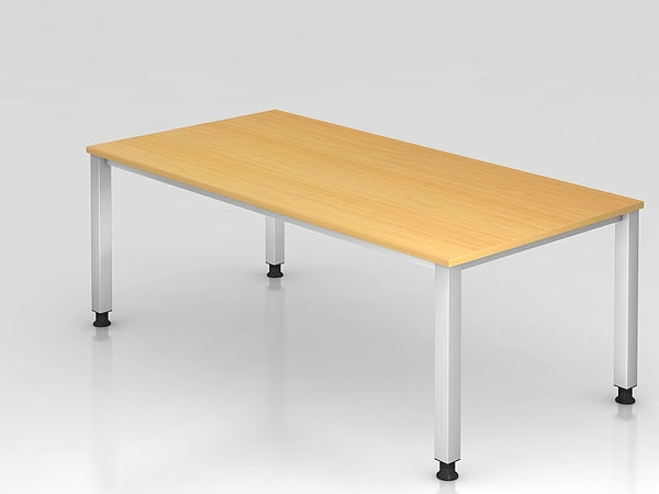 Schreibtisch QS2E 4-Fuß eckig 200x100cm Buche Gestellfarbe: Silber