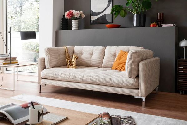 Trends by HG 2-Sitzer LANDAU, in Cord-Stoff mit Metallfuß