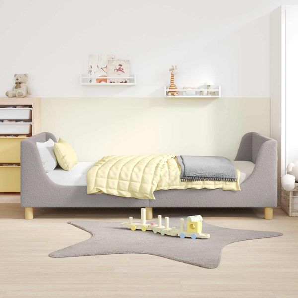 vidaXL Kinderbettgestell mit Kopfteil Hellgrau 80x200 cm Bouclé 42010866