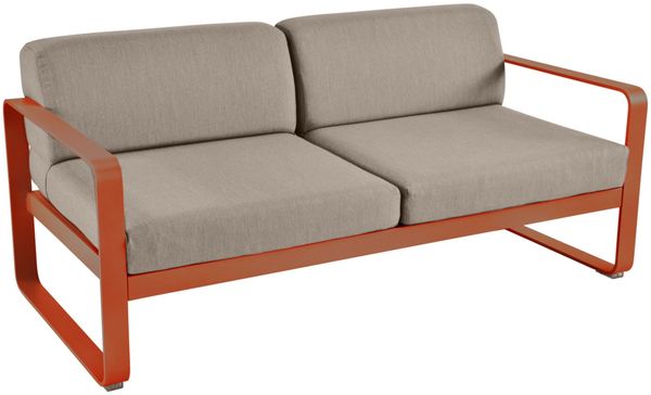 Bellevie Lounge-Sofa 2-Sitzer E2 Kandierte Orange B8 Taupegrau
