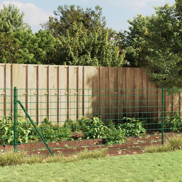 vidaXL Maschendrahtzaun mit Bodenhülsen Grün 0,8x25 m 154120