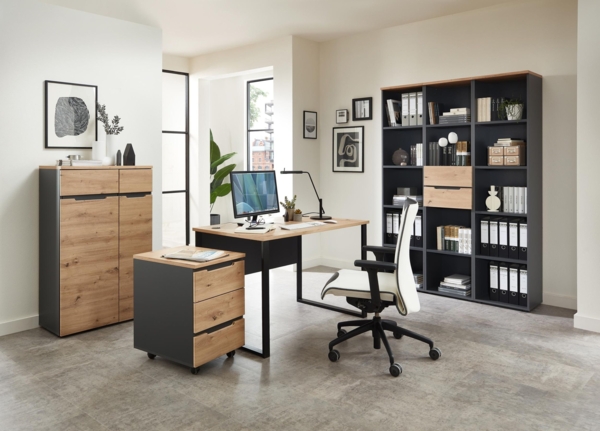 Komplettbüro MEMPHIS VIII 6-teilig Front Artisan Eiche Korpus Graphit Bild 2