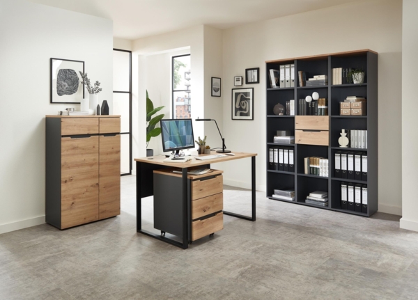 Komplettbüro MEMPHIS VIII 6-teilig Front Artisan Eiche Korpus Graphit Bild 1