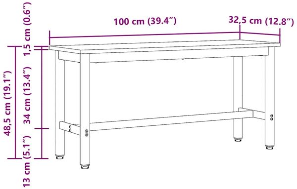 vidaXL Esstischbank Altholz 100 x 32,5 x 48,5 cm 873758 Bild 9
