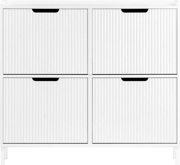 SoBuy FSR177-L-W Schuhschrank, MDF, Lackiert, Weiß, 100 x 91 x 19 cm