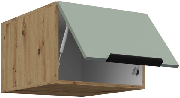 Küchen Aufsatzschrank 50 cm ARIA Aquamarin ultra matt + Eiche Artisan matt, hochwertige Fronten mit Anti Fingerprint Beschichtung Küchenzeile Küchenblock Bild 3