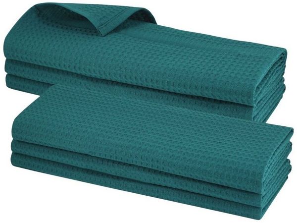 Engelland Geschirrtuch Poliertuch, (Vorteils-Set, 6-tlg, Waffel-Pique), 100 % Baumwolle, integrierte Aufhängeschlaufe, 70 x 50 cm