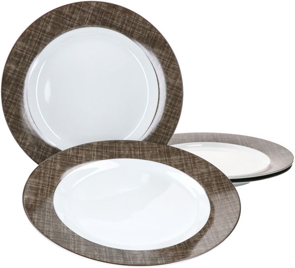 Ritzenhoff Brazil Braun 4er Set Speiseteller Essteller Platte braun Gittermuster Bild 2