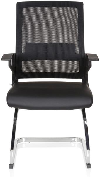 hjh OFFICE Besucherstuhl Konferenzstuhl INVENTOR V PRO Kunstleder/Netzstoff Schwarz