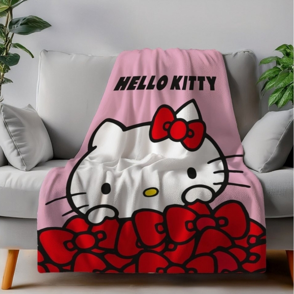 Hello Kitty Flanell Wohndecke für Kinder und Erwachsene 130 x 160 cm