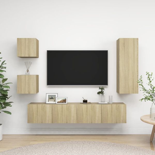 vidaXL 5-tlg. TV-Schrank-Sets Sonoma-Eiche Holzwerkstoff 3079011