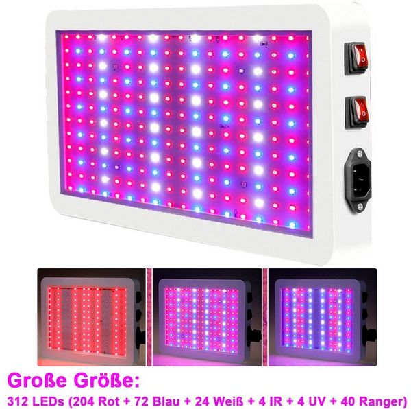 Rosnek Pflanzenlampe 216/312 LEDs,Vollspektrum,für Zimmerpflanzen Gemüse Blumen, 312LEDs, Blau, Rot, Weiß, Orange, LED-Pflanzenwachstumslampe