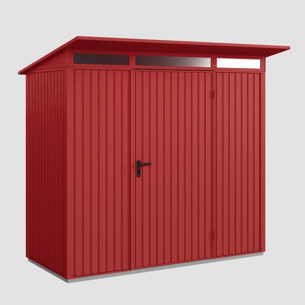 Hörmann Ecostar Metall-Gerätehaus Trend mit Pultdach Typ 1, 108x238 cm , purpurrot, 2,6 m²,1-flüglige Tür