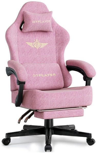 GTPLAYER Gaming-Stuhl Atmungsaktiver Bürostuhl, ergonomisch Hochwertiger - Stoff/Kunstleder, 160° Verstellbare Rückenlehne und ausziehbare Fußstütze