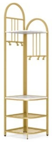 KOMFOTTEU Kleiderständer, Eck-Garderobe mit Sitzbank, 6 Haken & Ablageflächen Bild 6