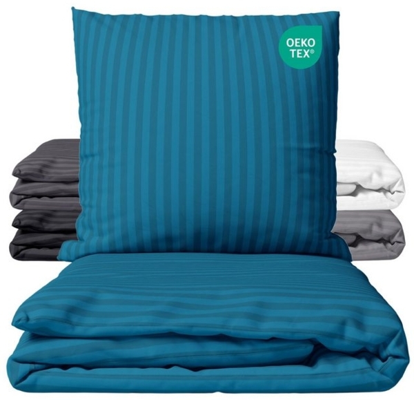 Carpe Sonno Bettwäsche Mikrofaser Damast Bettwäsche 135x200 155x220 200x200 - Super Soft, Mikrofaser, 2 teilig, Uni Bettbezug 135x200 Petrol - Super soft & Oeko-Tex Zertifiziert Bild 4