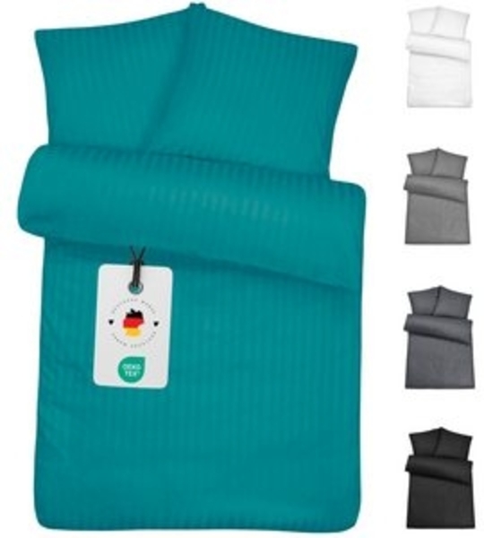 Carpe Sonno Bettwäsche Mikrofaser Damast Bettwäsche 135x200 155x220 200x200 - Super Soft, Mikrofaser, 2 teilig, Uni Bettbezug 135x200 Petrol - Super soft & Oeko-Tex Zertifiziert Bild 6