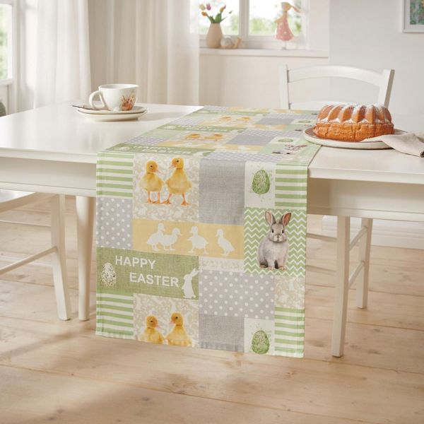 Home-trends24. de Tischläufer Tischdecke Ostern Patchwork Osterhase Tischläufer Tischband 40x140cm