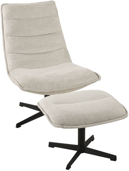 Relaxsessel >Aveiro< (2-teilig) inkl. Hocker, hellgrau, Webstoff - 69x94x91cm (BxHxT)