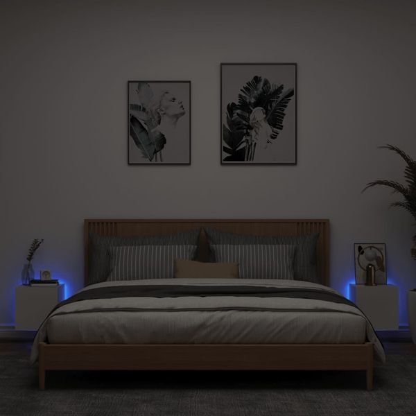 vidaXL TV-Wandschränke mit LED-Leuchten 2 Stk. Weiß 30,5x35x30 cm 837219 Bild 3