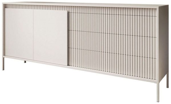 ALLHOUSE24 Kommode SENS 187 Sideboard mit 2 Türen, 3 Schubladen gefrästen Fronten, Breite 187,1 cm