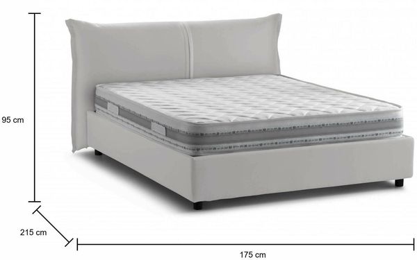 Dmora Aldus-Doppelbett, Bettkasten mit Stoffbezug, 100 % Made in Italy, Öffnung vorne, inklusive Matratze 160 x 200 cm, Weiß Bild 3