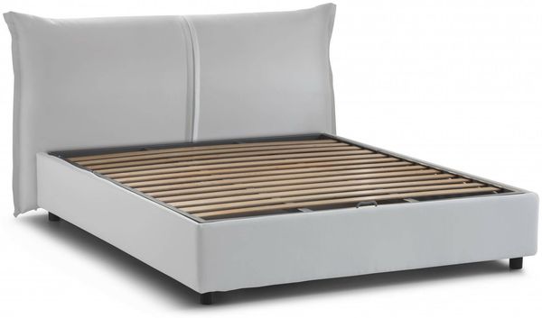 Dmora Aldus-Doppelbett, Bettkasten mit Stoffbezug, 100 % Made in Italy, Öffnung vorne, inklusive Matratze 160 x 200 cm, Weiß Bild 5