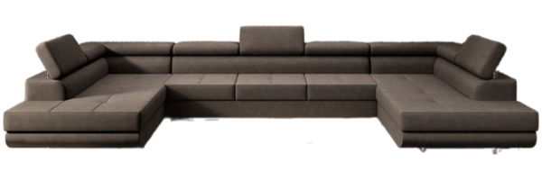 Designer Sofa Positano mit Schlaf - und Klappfunktion (Stoff) Braun