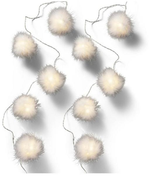 MARELIDA LED-Lichterkette Schneebälle 26 leuchtende Bälle 10m Winter Dekolichterketteweiß, 26-flammig