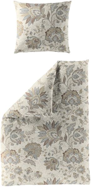 Bierbaum Biber Bettwäsche 135x200 Ornamente Paisley Blüte sand grau braun 4144-80