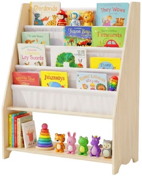 Relaxdays Bücherregal Kinder 4 Stofftaschen