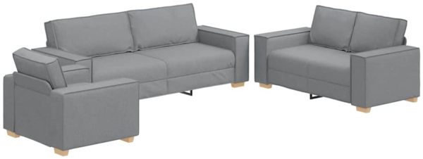 vidaXL Sofa 3 pcs Hellgrau Leinenmischgewebe 3324609