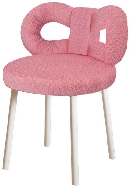 Rutaqian Stuhl Schminkhocker mit Bowknot Rückenlehne,Make-Up Stuhl, Einstellbare Fuß Pads,Armless,Dressing Stuhl Seite Tisch Sitz