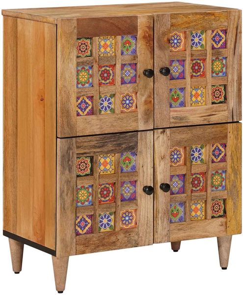 vidaXL Sideboard mit Speicher Natur 60 x 33 x 75 cm Massivholz Mango 4018286