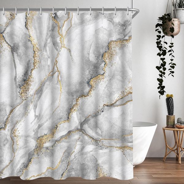 Duschvorhang 180x200cm Marmor Polyester Antischimmel Ösen Badezimmer
