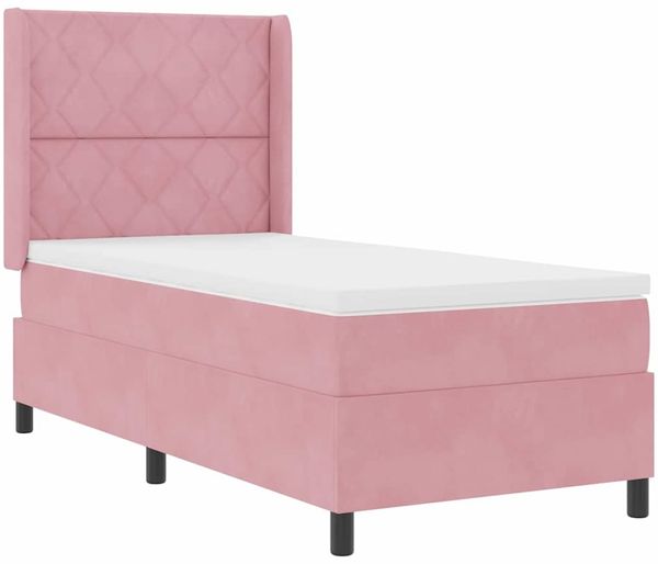vidaXL Boxspringbett mit Matratze mit Kopfteil Rosa 90 x 190 cm Samt 3342043 Bild 4