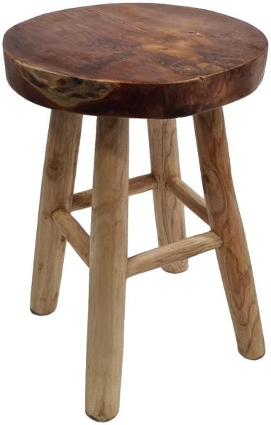 LebensWohnArt Sitzhocker Teak Hocker KANSAS Natural Beistelltisch Sitzhocker