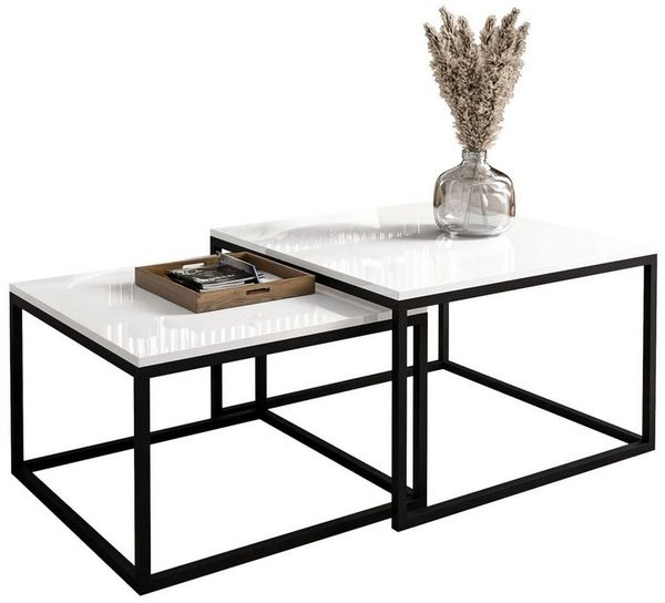 Lookway Couchtisch Yoshi 2in1 mit Hochglanz Platte (2er-Set), Breite: 70 cm und 60 cm