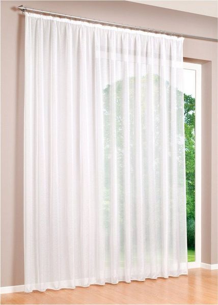DecoHome24 Gardine Voile Weiß (1 St), Kräuselband, transparent, Store