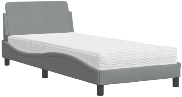 vidaXL Bett mit Matratze "Dover" Hellgrau 90x200 cm Stoff 3208324