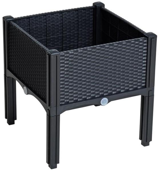 Blumenbeet Hochbeet Gemüsebeet 40x40x44 cm Pflanzbeet mit Füßen Schwarz