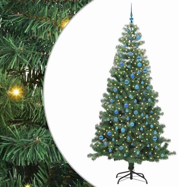 vidaXL Weihnachtsbaum mit 300 LEDs mit Ständer Grün 240 cm PVC 3396405
